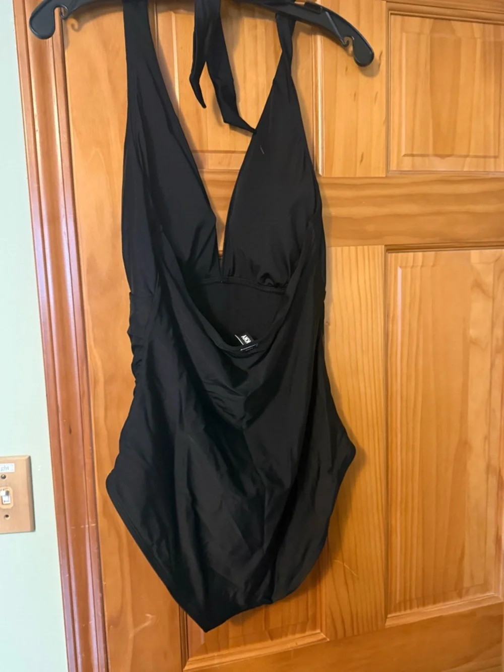 Black Halter One-Piece Swimsuit by DKNY with tummy control - Picture 2 of 5